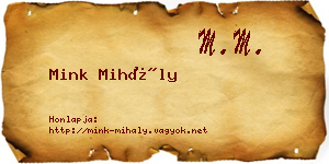 Mink Mihály névjegykártya